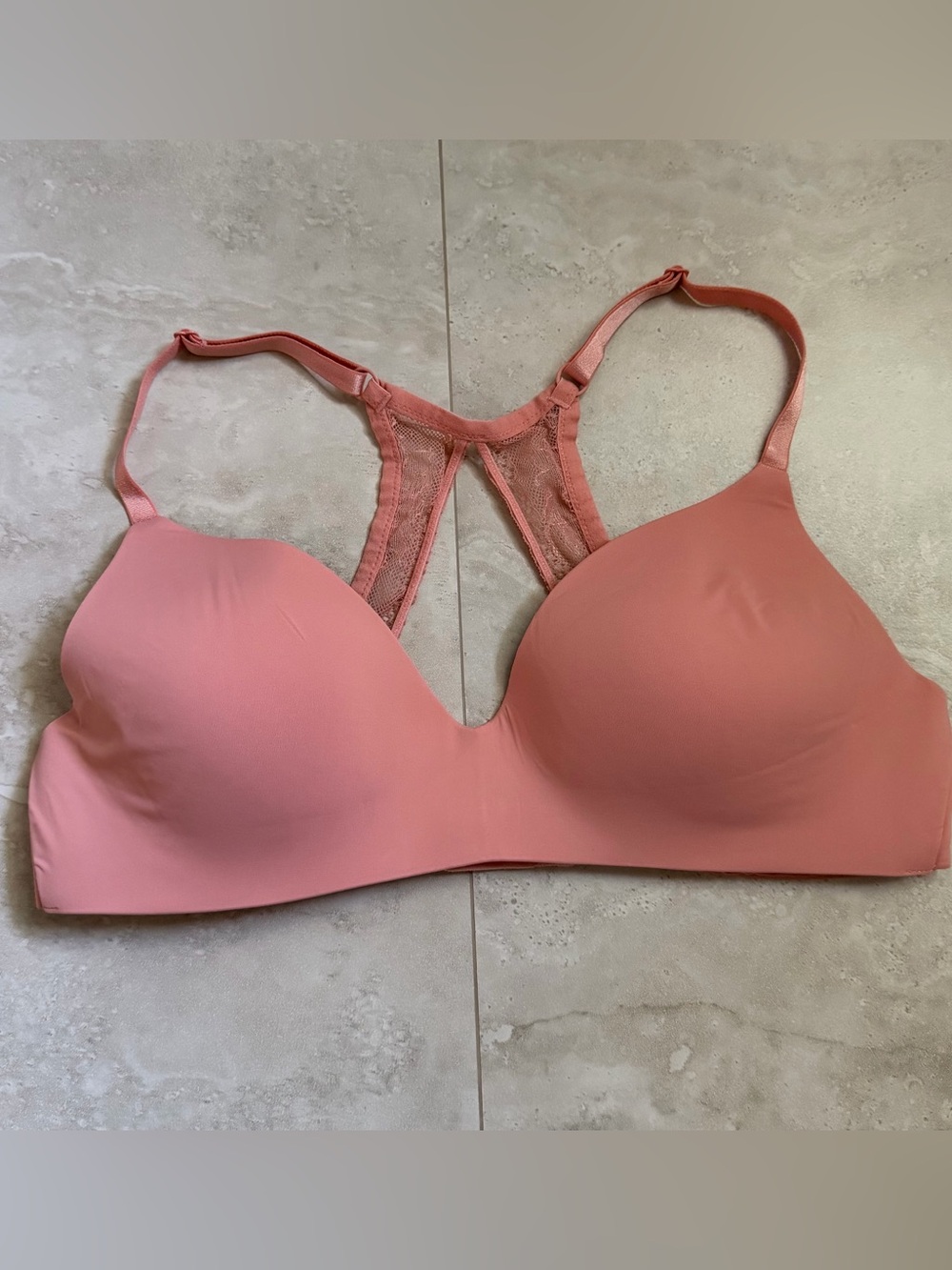 Victoria's Secret Coral Pink Lace Racerback Bra